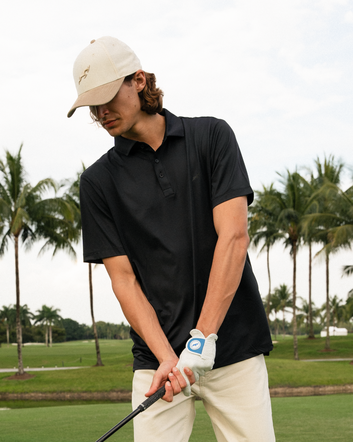 Black Golf Tech Mesh Polo